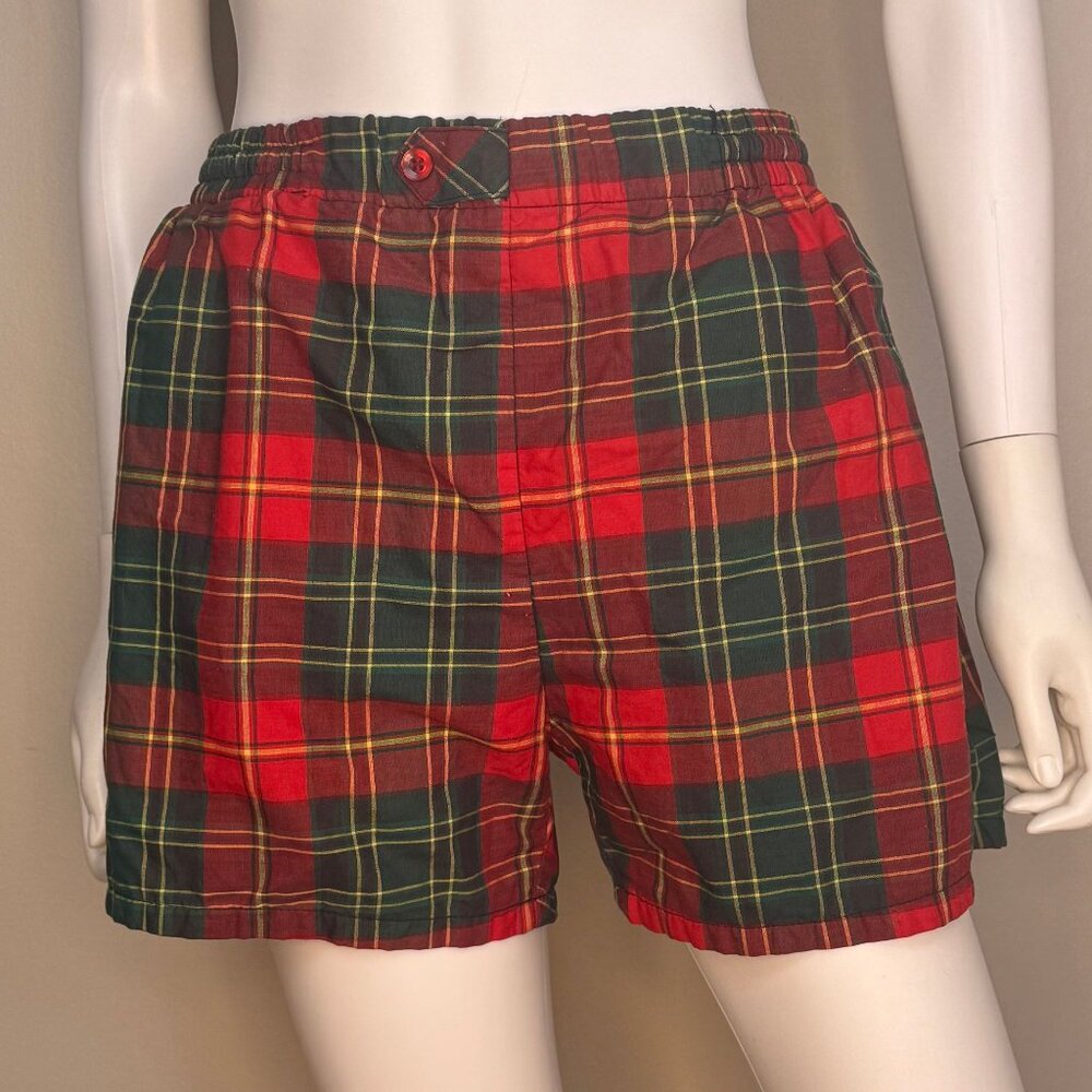 Vintage 1950s Men’s Red Plaid Swim Trunks McGregor Swim n Play Size Small Shorts